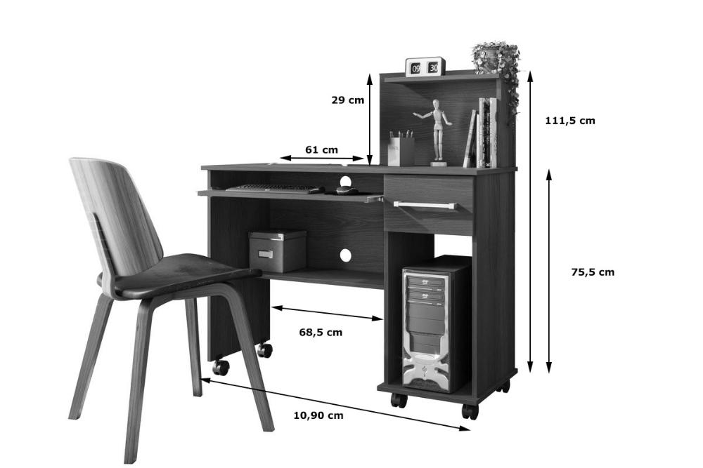 Mesa De Trabalho Home Office Studio C/ Gaveteiro E Suporte Para Cpu  - Imbuia