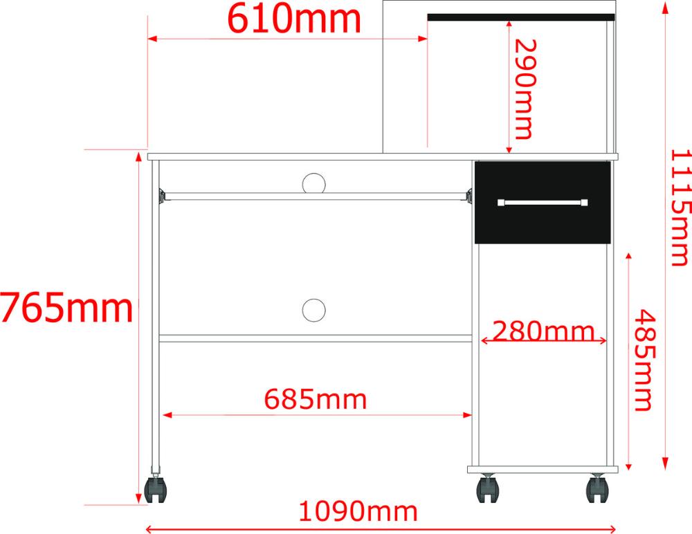 Mesa De Trabalho Home Office Studio C/ Gaveteiro E Suporte Para Cpu  - Imbuia