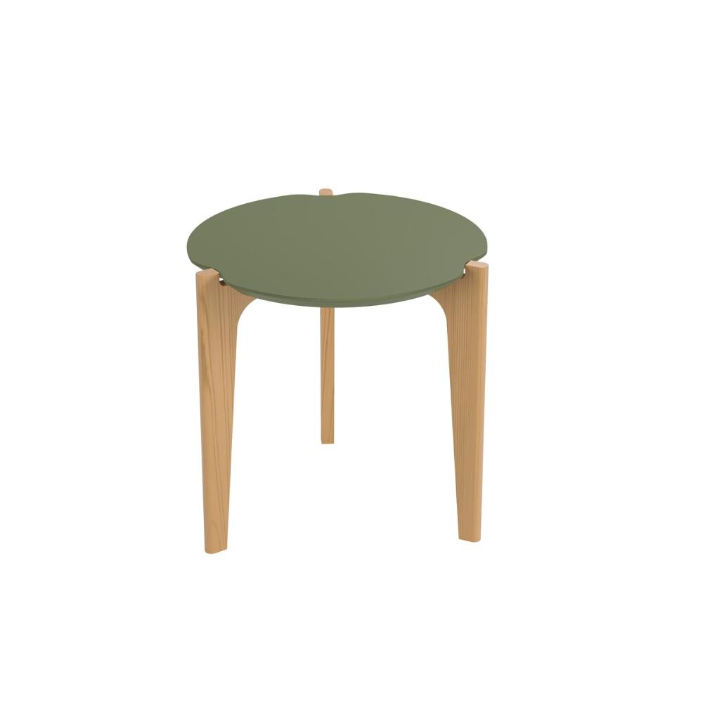 Mesa Lateral Florida 50Cm Suporte Decoração E Utilidades - Verde Floresta/Freijo