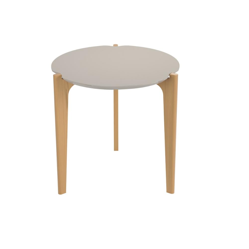 Mesa Lateral Florida 60Cm Suporte Decoração E Utilidades - Off White Perolizado/Freijo