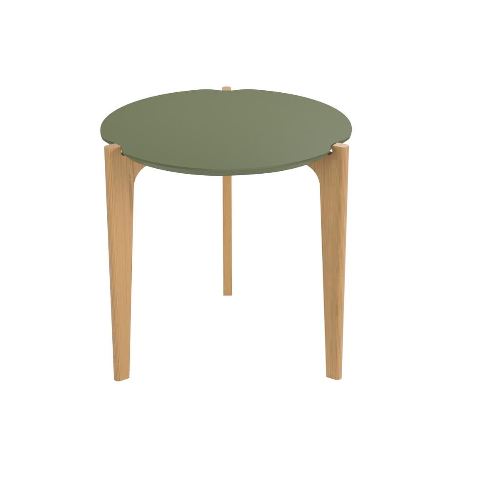 Mesa Lateral Florida 60Cm Suporte Decoração E Utilidades - Verde Floresta/Freijo