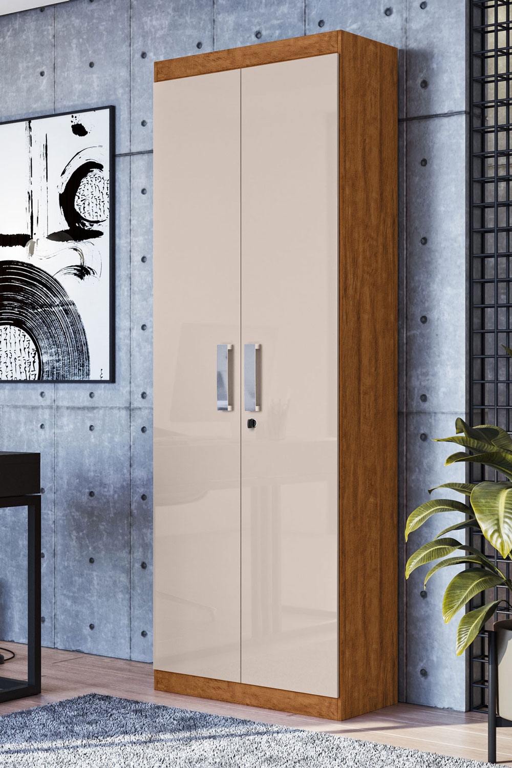 Armário Organizador Delta New Amêndoa com Off White - Lukaliam Móveis