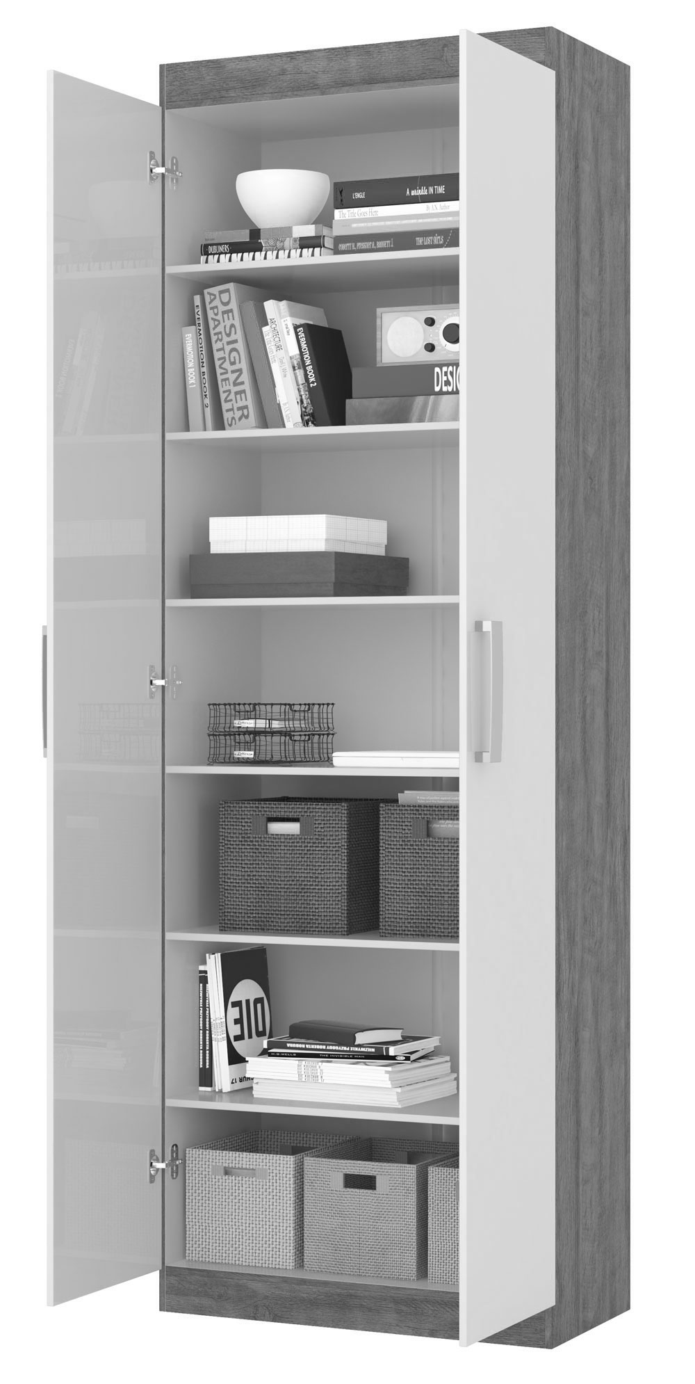 Armário Organizador Delta New Amêndoa com Off White - Lukaliam Móveis