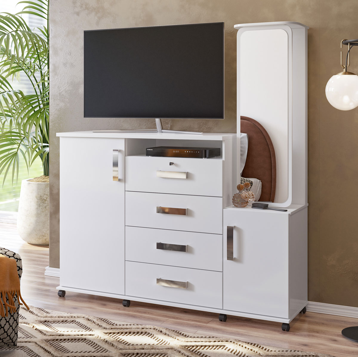 Cômoda Copacabana Branco Brilho - Lukaliam Móveis