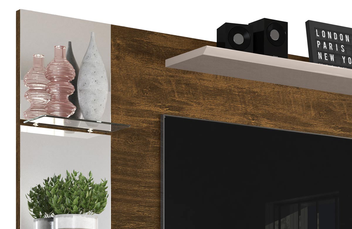 Painel para TV Intense Canela com Off White - Lukaliam Móveis