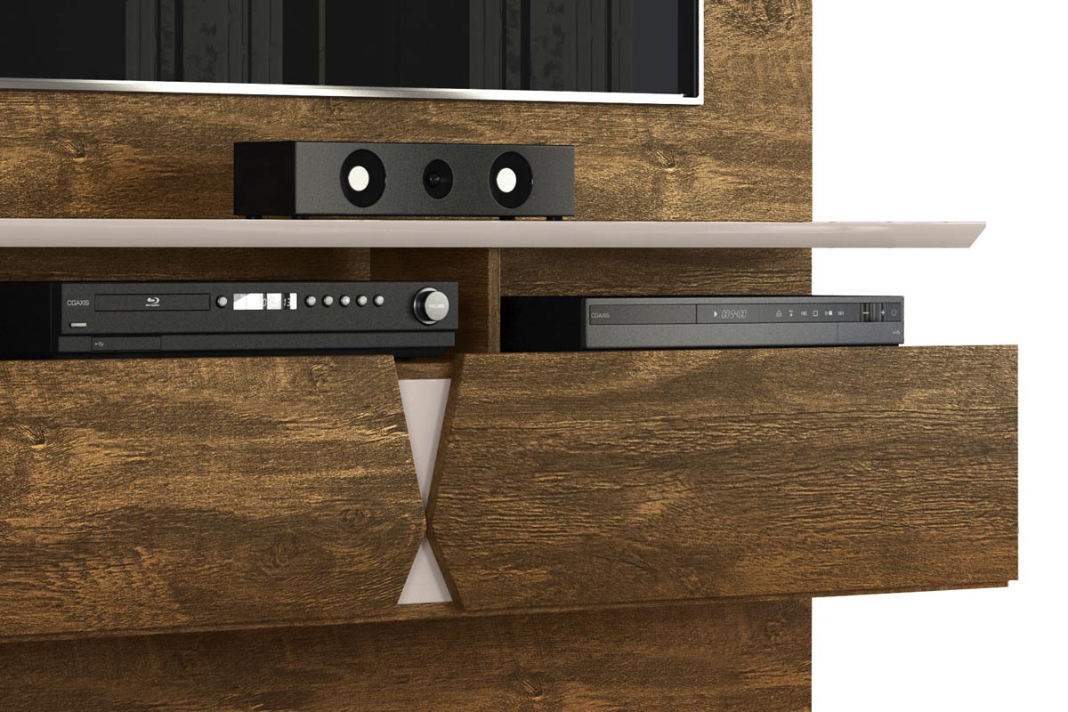 Painel para TV Intense Canela com Off White - Lukaliam Móveis