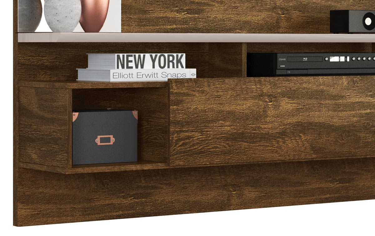 Painel para TV Intense Canela com Off White - Lukaliam Móveis