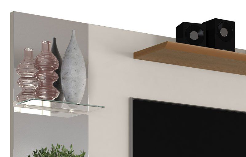 Painel para TV Intense Off White com Damasco - Lukaliam Móveis