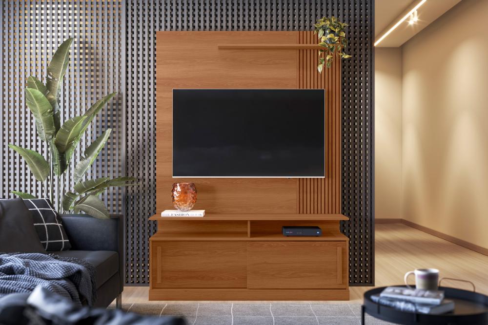 Painel Home Chicago P/ Tvs Até 60'' 2 Portas C/ Prateleira - Jequitiba