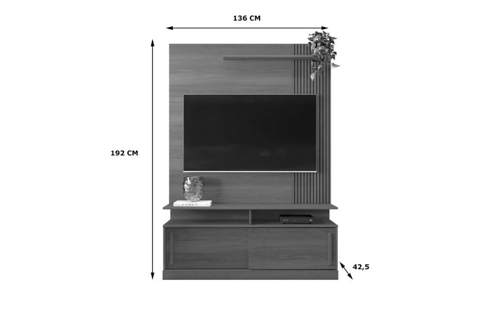 Painel Home Chicago P/ Tvs Até 60'' 2 Portas C/ Prateleira - Jequitiba