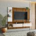 Painel Intense P/ Tvs Até 55''  C/ Gaveteiros E Prateleiras Suporte Para Itens - Freijo Ripado/Off White Perolizado
