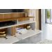 Painel Intense P/ Tvs Até 55''  C/ Gaveteiros E Prateleiras Suporte Para Itens - Freijo Ripado/Off White Perolizado