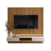 Painel Paris P/ Tvs Até 70" C/ Bancada 2 Gavetas Suporte P/ Decoração - Freijo Ripado/Off White Perolizado