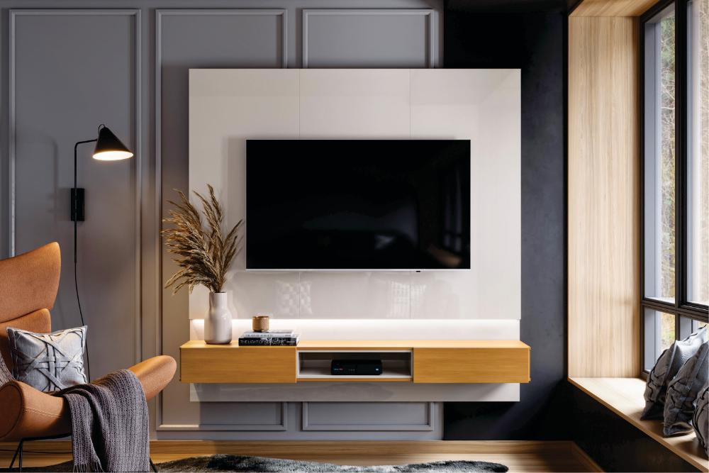 Painel Ripado Vietname Off White Perolizado e Tauari