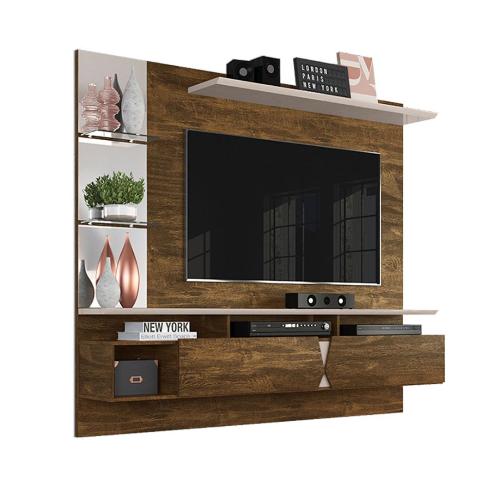 Painel Sala Para TV Ate 55 Polegadas Intense Canela/Off White