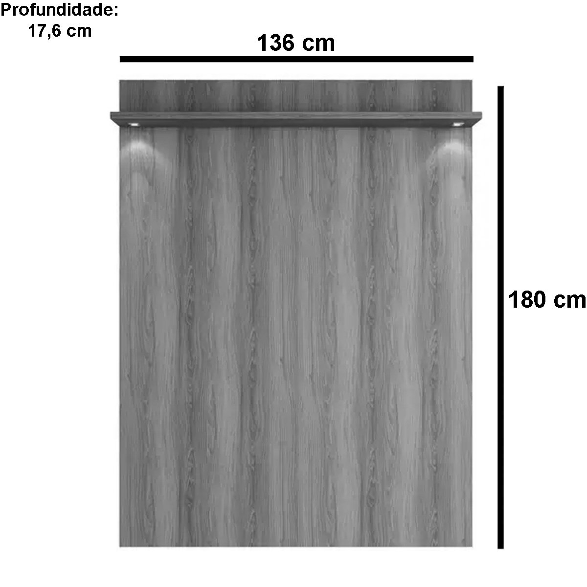 Painel para Tv de até 55" com Led Rivire 1.3 Jequitibá Ripado 3D