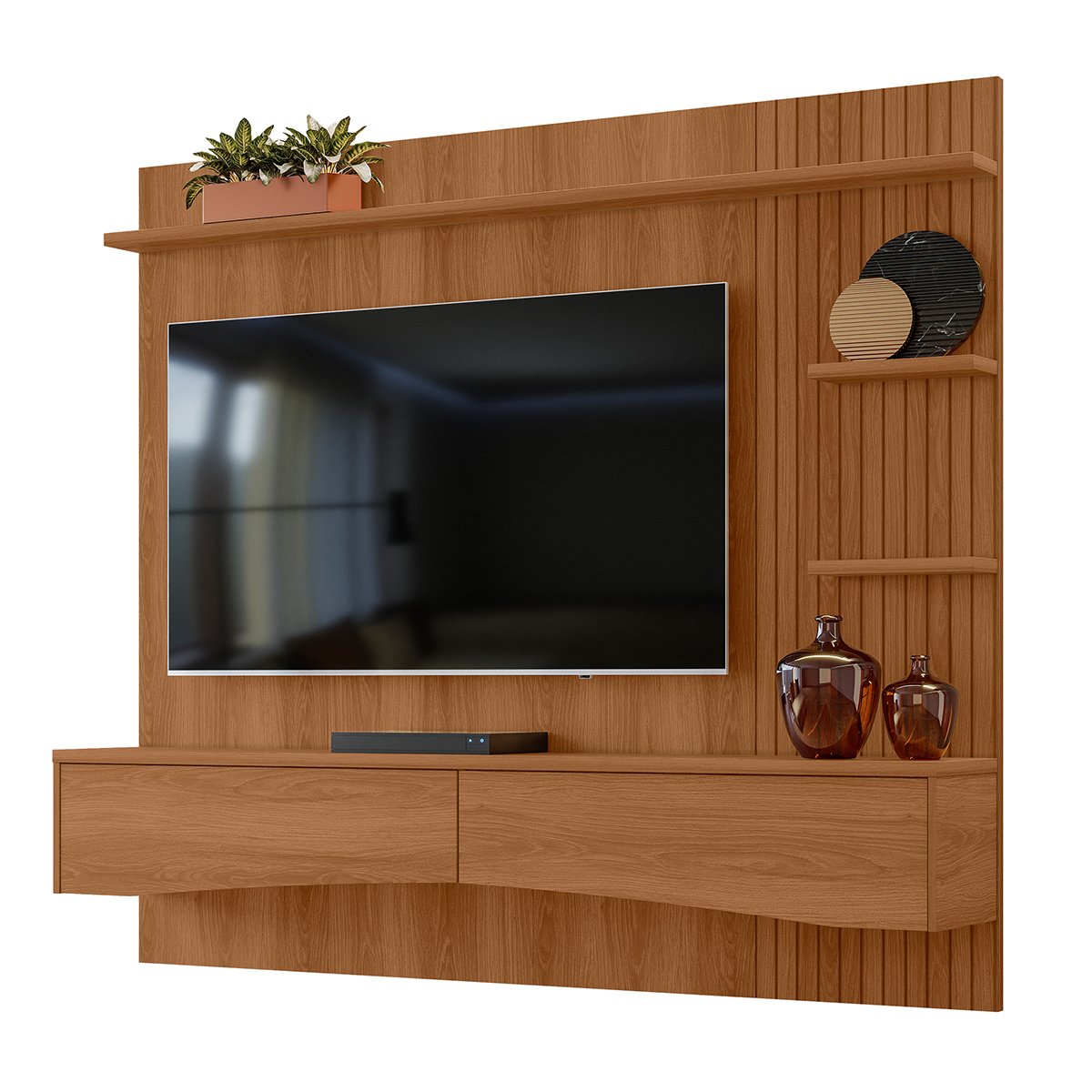 Painel para Tv de até 65" 2 Gavetas Elise Jequitibá Ripado