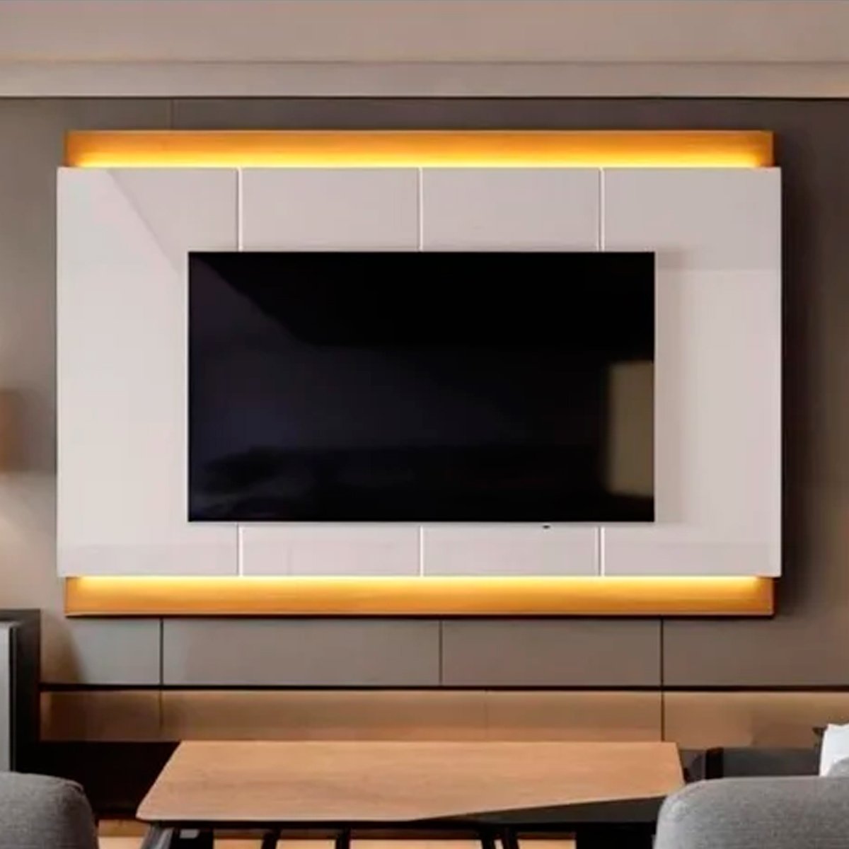Painel para Tv de até 75" 100% MDF com Led Maraco 2.0 Jequitiba/Off White