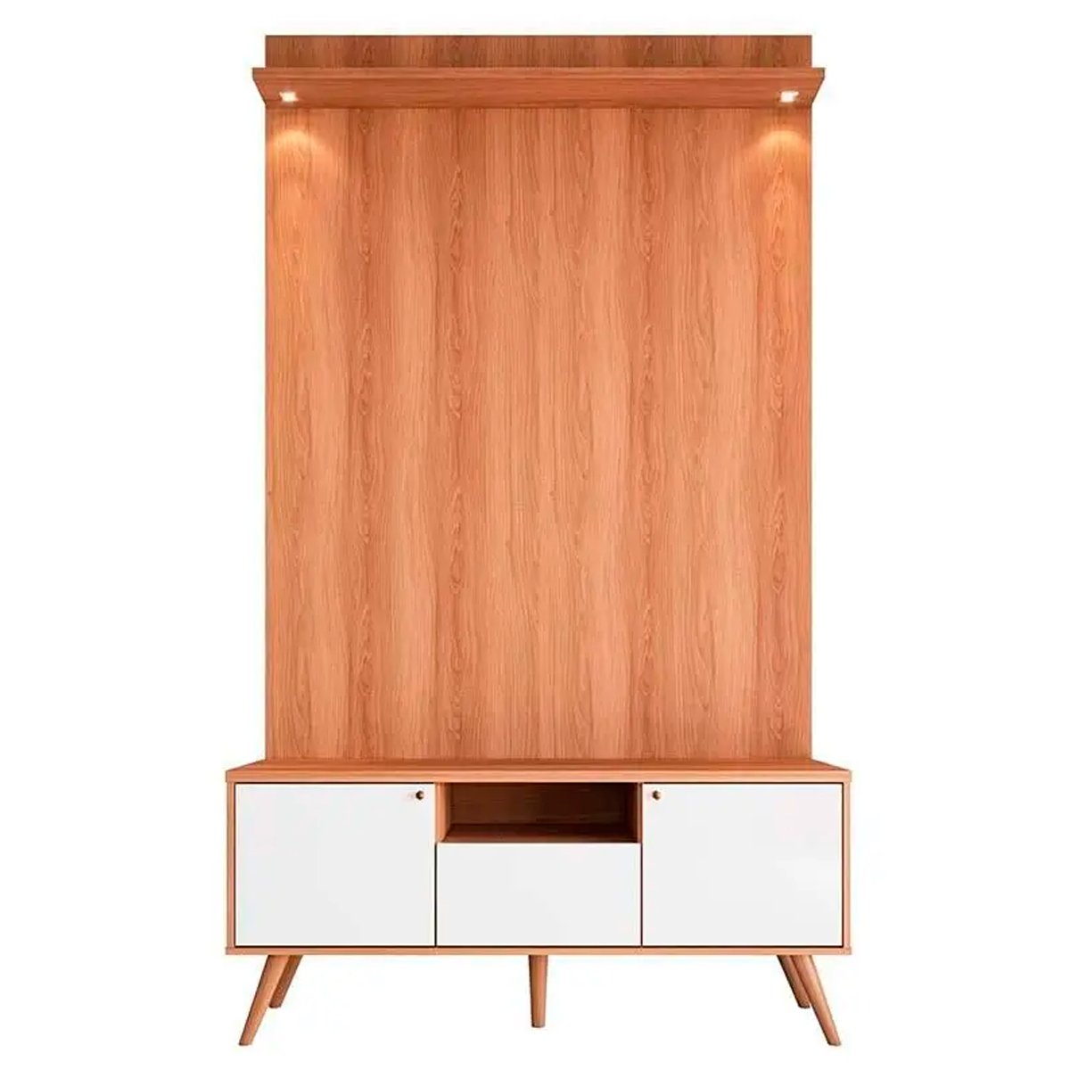 Rack Bancada 1 Porta 2 Gavetas e Painel para Tv de até 55" Rivire 1.3 Jequitiba/Off White