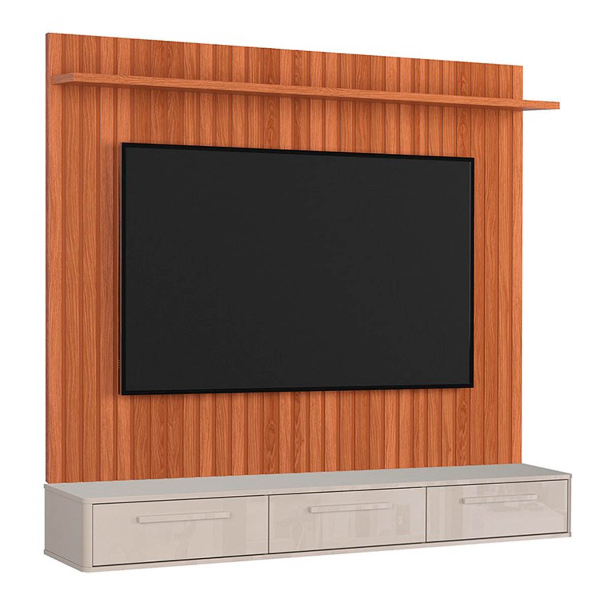 Rack Bancada com Painel para Tv de até 70" Dalvi Off White/Jequitiba