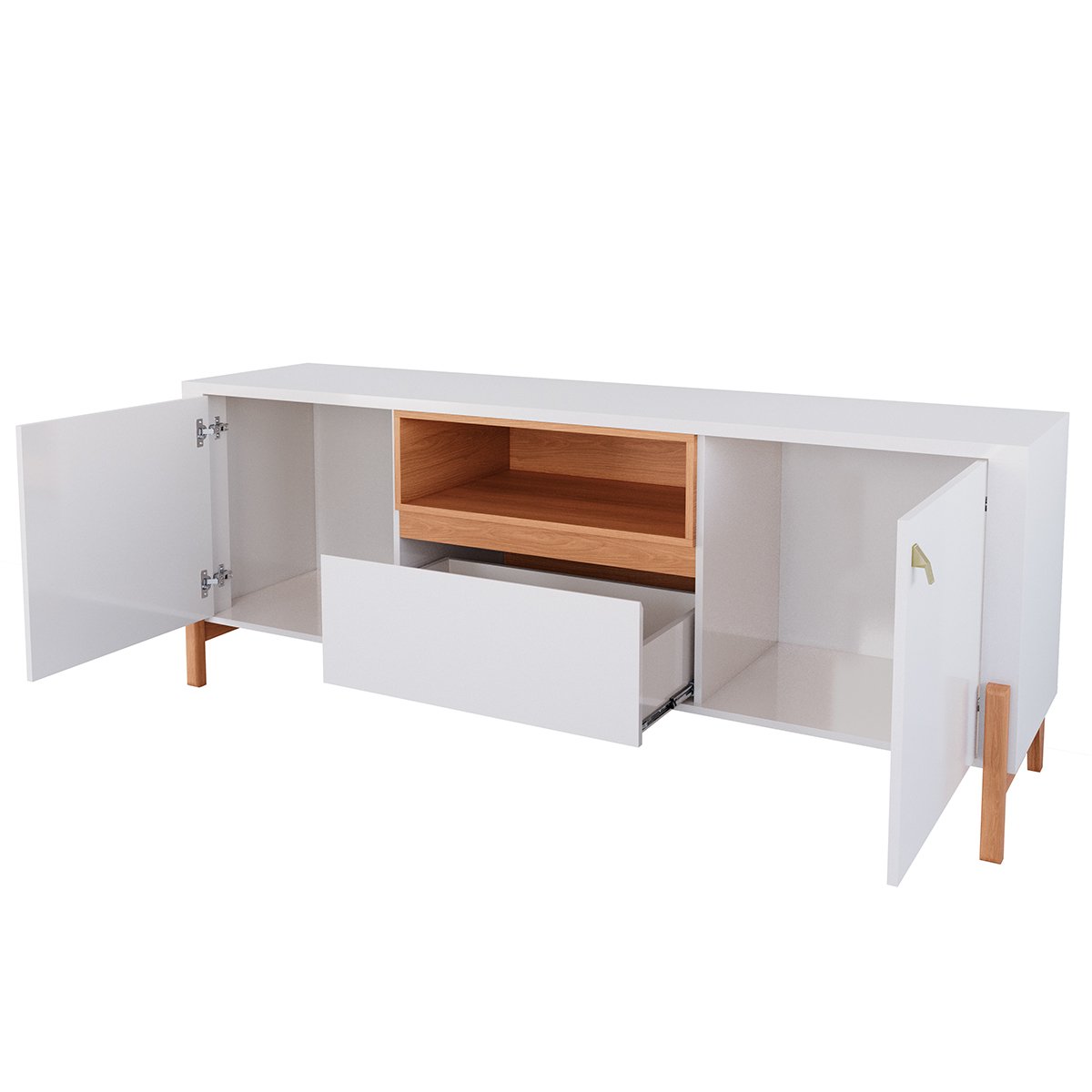 Rack Bancada com Painel para Tv de até 70" com Led Dalua Jequitibá Ripado 3D/Off White