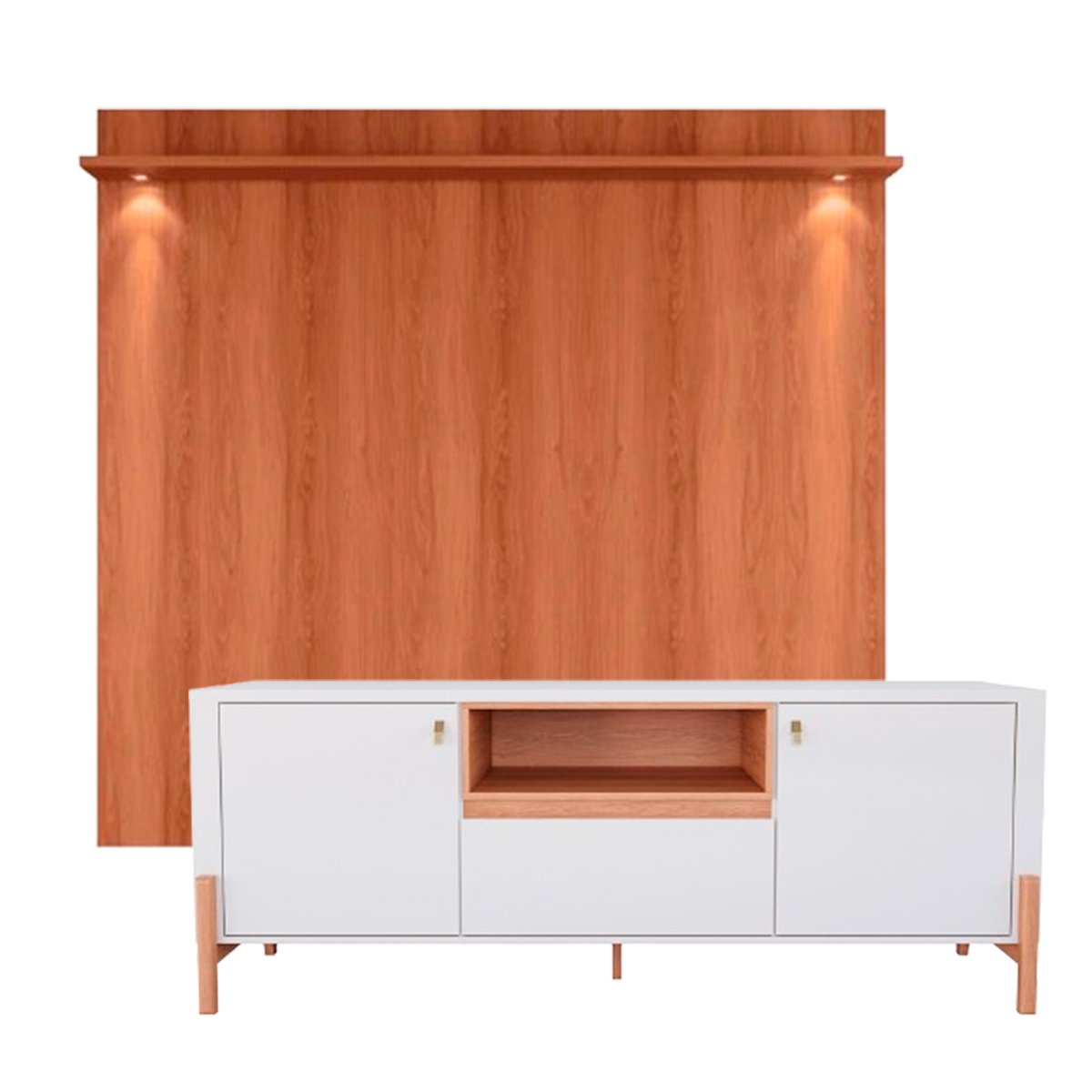 Rack Bancada com Painel para Tv de até 70" com Led Dalua Jequitiba/Off White