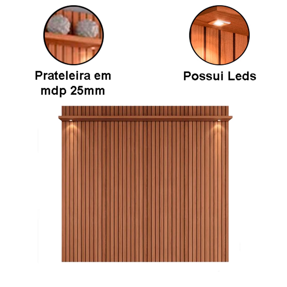 Rack Bancada com Painel para Tv de até 70" com Led Luari Jequitibá Ripado 3D/Off White
