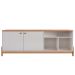 Rack Bancada com Painel para Tv de até 70" com Led Magnu  Jequitibá Ripado 3D/Off White