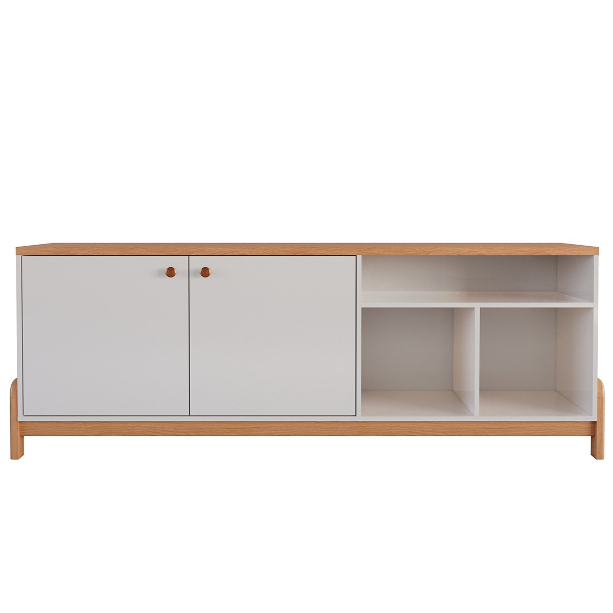 Rack Bancada com Painel para Tv de até 70" com Led Magnu  Jequitibá Ripado 3D/Off White