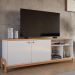 Rack Bancada com Painel para Tv de até 70" com Led Magnu  Jequitibá Ripado 3D/Off White