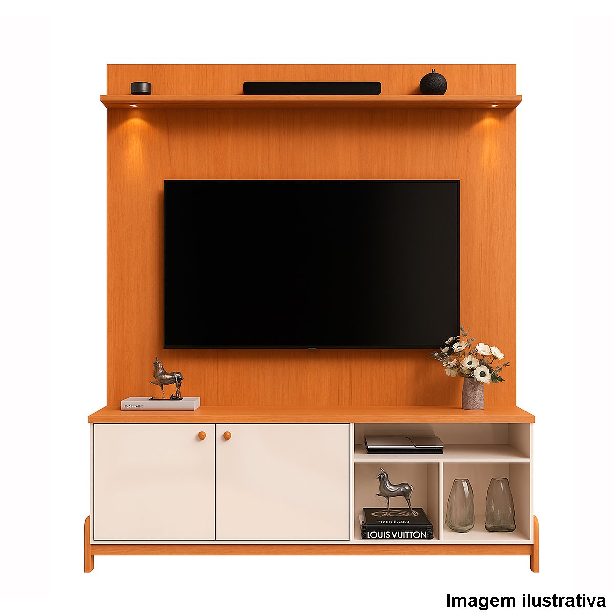 Rack Bancada com Painel para Tv de até 70" com Led Magnu  Jequitiba/Off White
