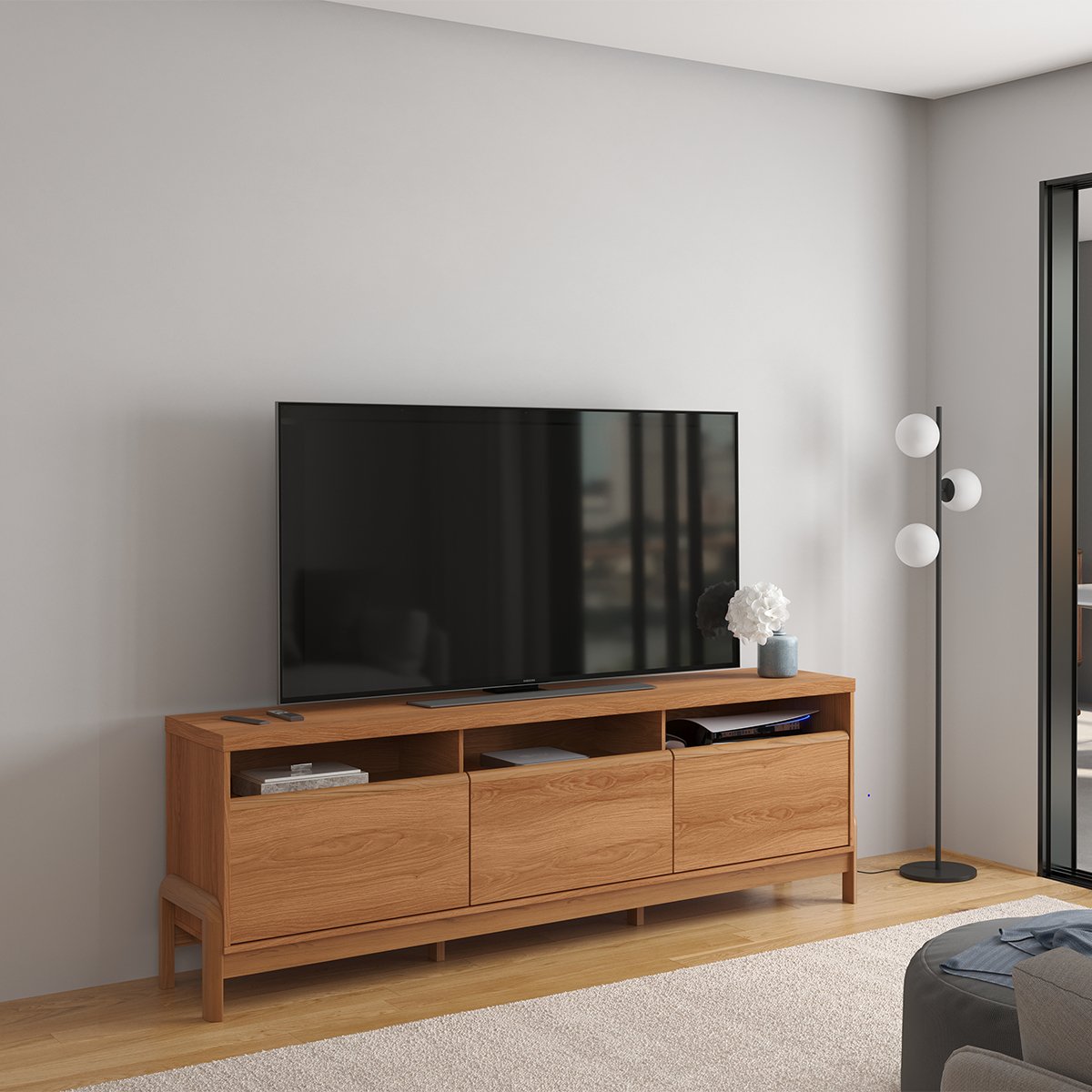 Rack Bancada com Painel para Tv de até 70" em MDF França Jequitiba