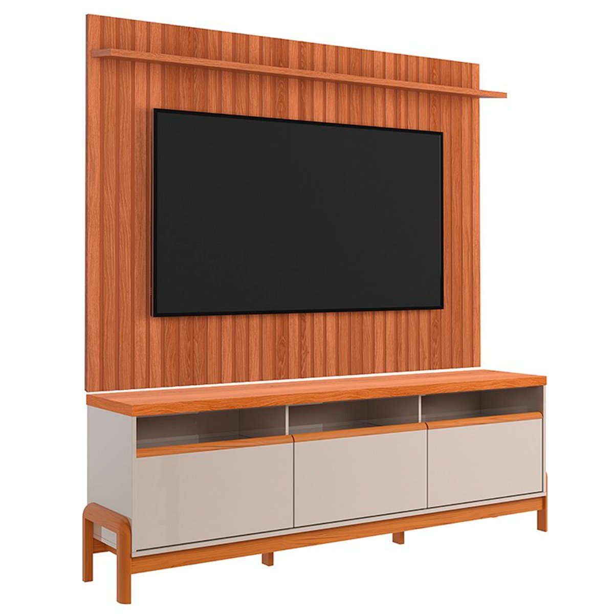 Rack Bancada com Painel para Tv de até 70" em MDF França Jequitiba/Off White