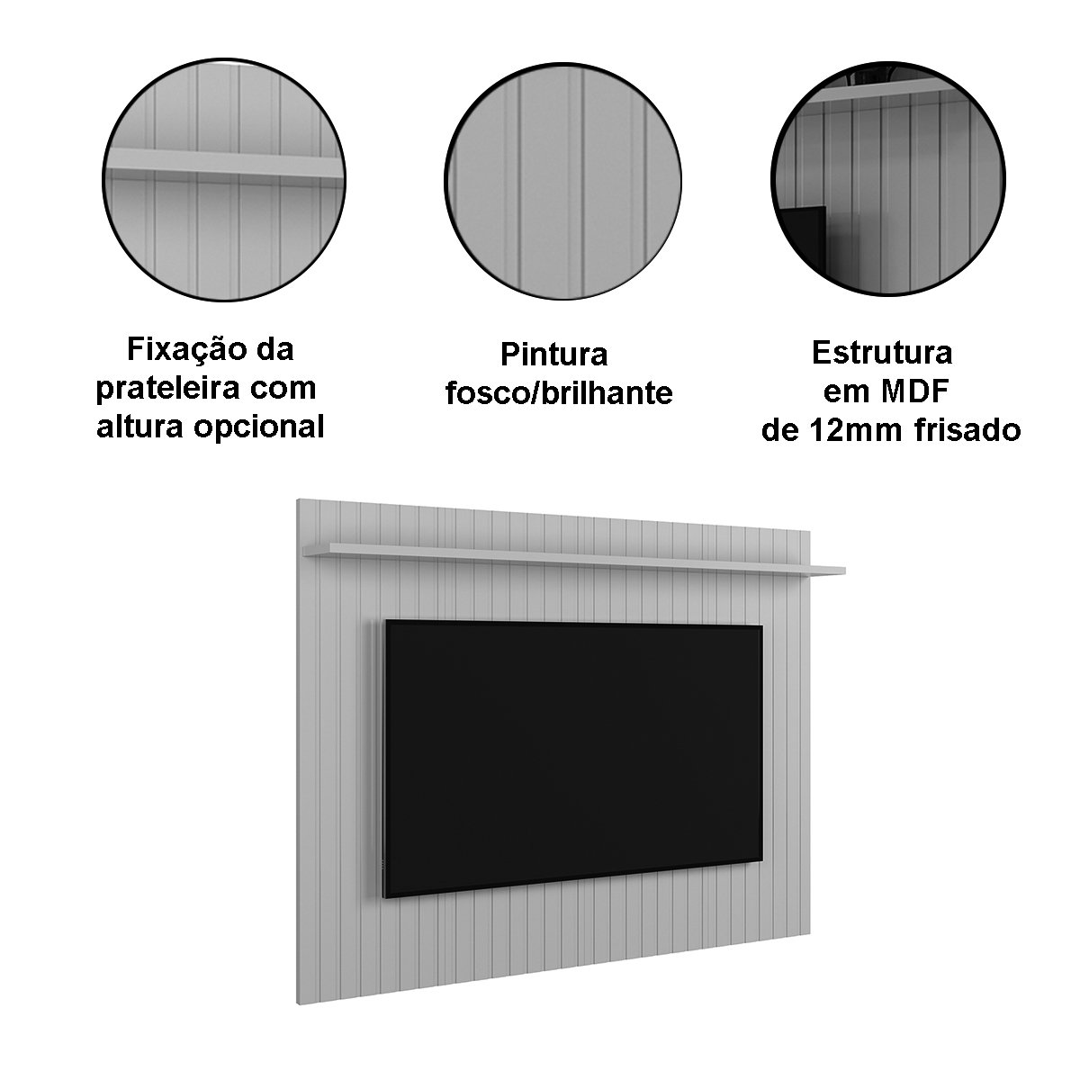 Rack Bancada com Painel para Tv de até 70" em MDF França Jequitiba/Off White