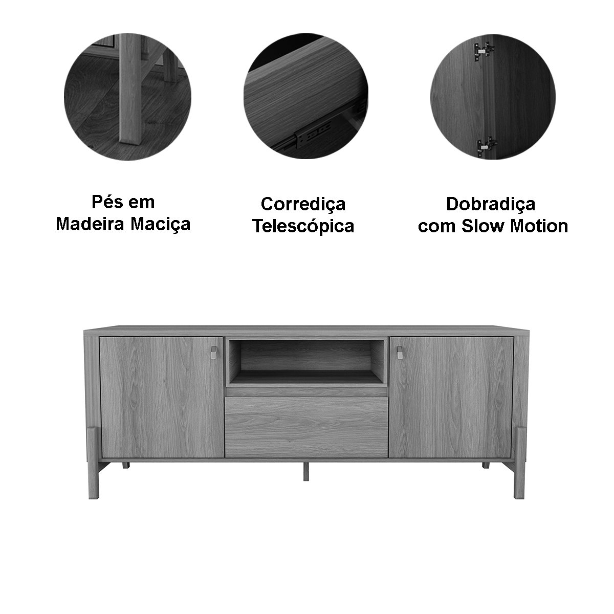 Rack Bancada com Painel para Tv de até 75" 100% MDF Holanda Jequitiba