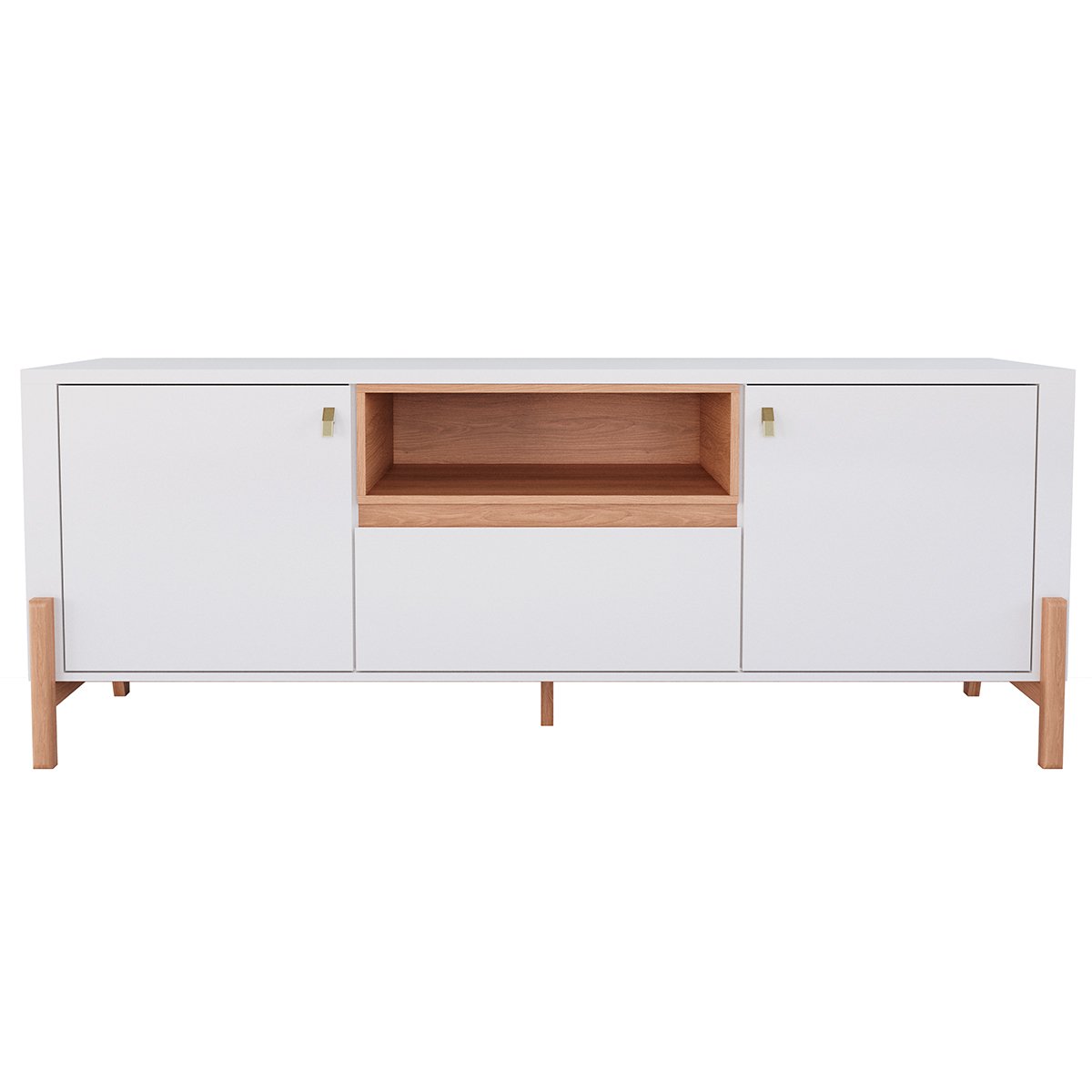 Rack Bancada com Painel para Tv de até 75" 100% MDF Holanda Jequitiba/Off White