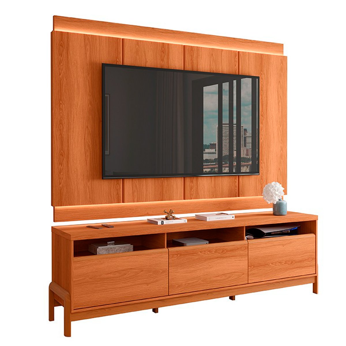 Rack Bancada com Painel para Tv de até 75" 100% MDF Joana Jequitiba