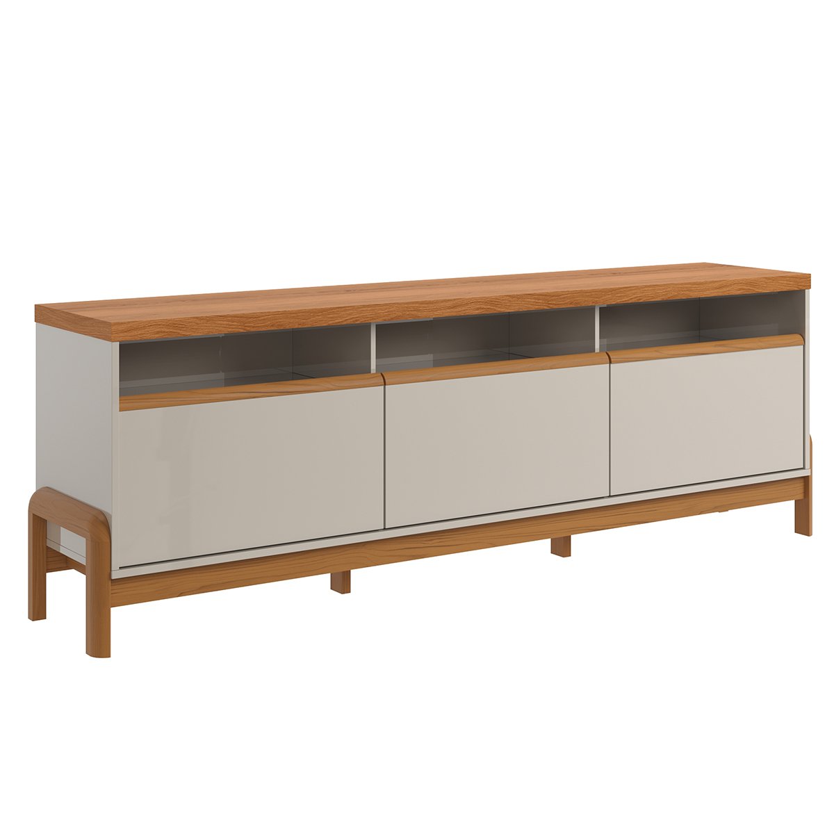 Rack Bancada com Painel para Tv de até 75" 100% MDF Joana Jequitiba/Off White