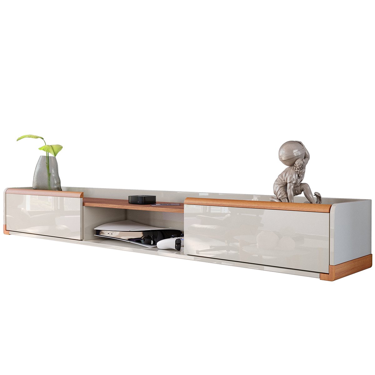 Rack Bancada com Painel para Tv de até 75" com Led Ariel Jequitiba/Off White