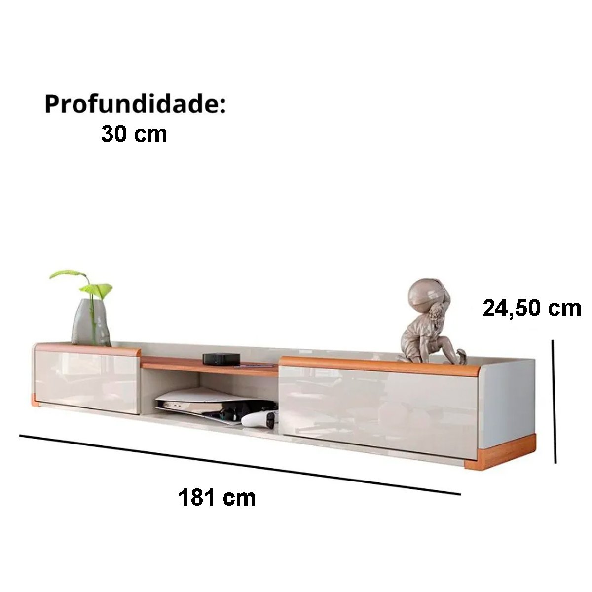 Rack Bancada com Painel para Tv de até 75" com Led Ariel Jequitiba/Off White