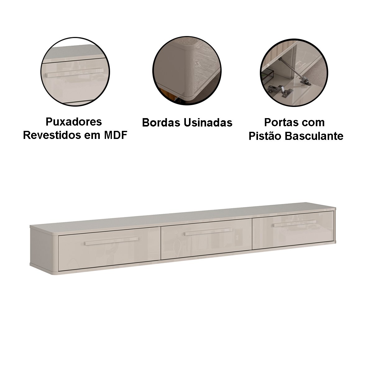 Rack Bancada com Painel para Tv de até 75" com Led Bel Jequitiba/Off White