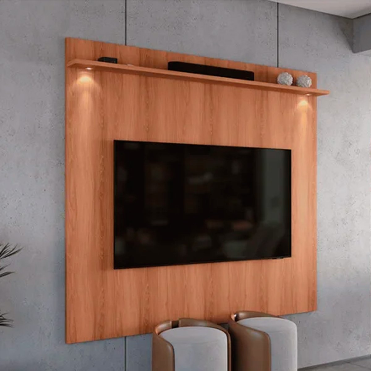 Rack Bancada com Painel para Tv de até 75" com Led Bel Jequitiba/Off White