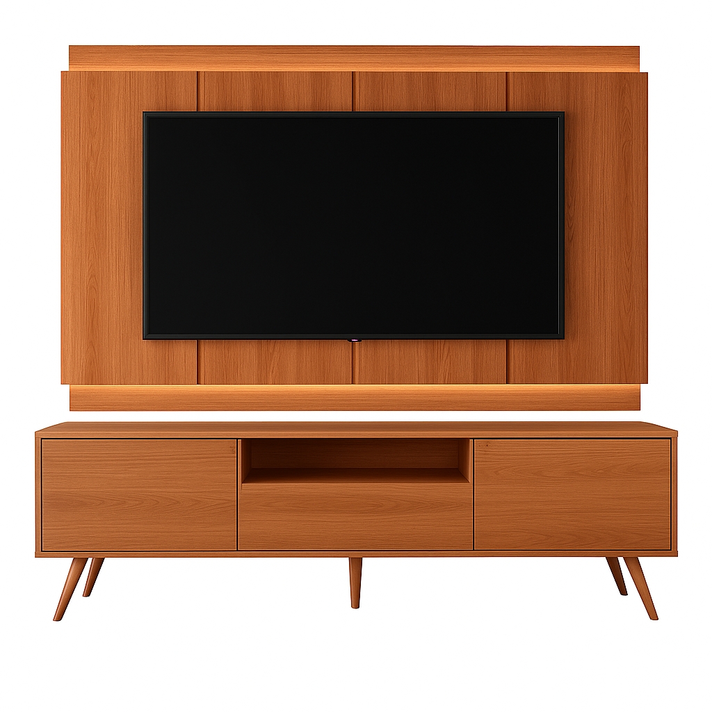 Rack Bancada com Painel para Tv de até 75" com Led Tina Jequitiba