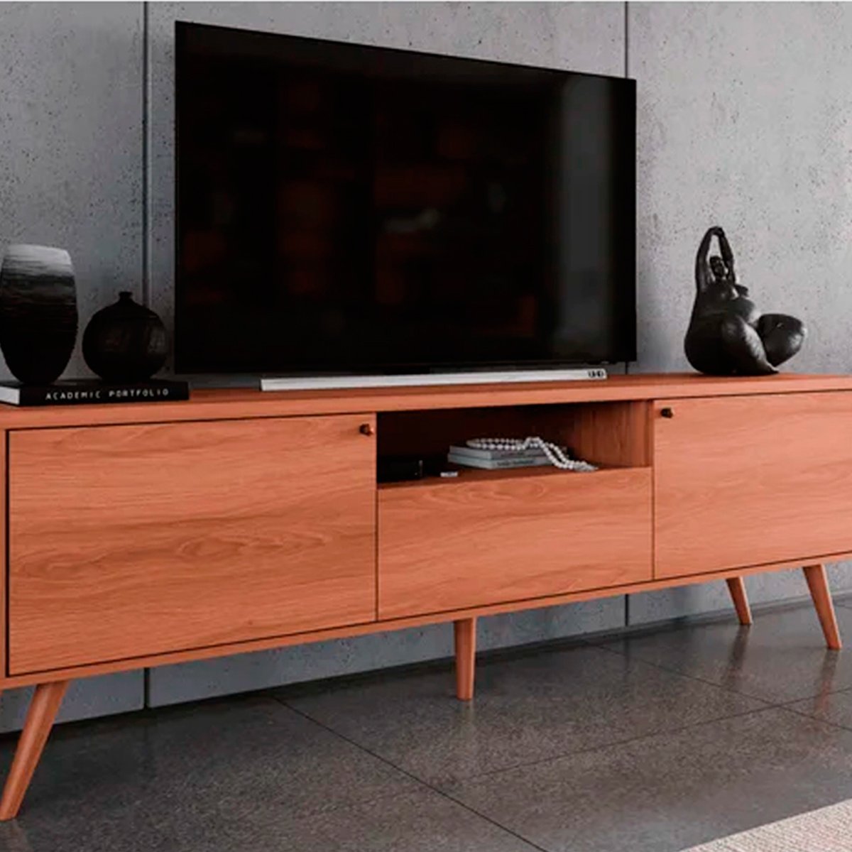 Rack Bancada com Painel para Tv de até 75" com Led Tina Jequitiba
