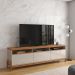 Rack Bancada com Painel para Tv de até 75" em MDF Line Off White/Jequitiba