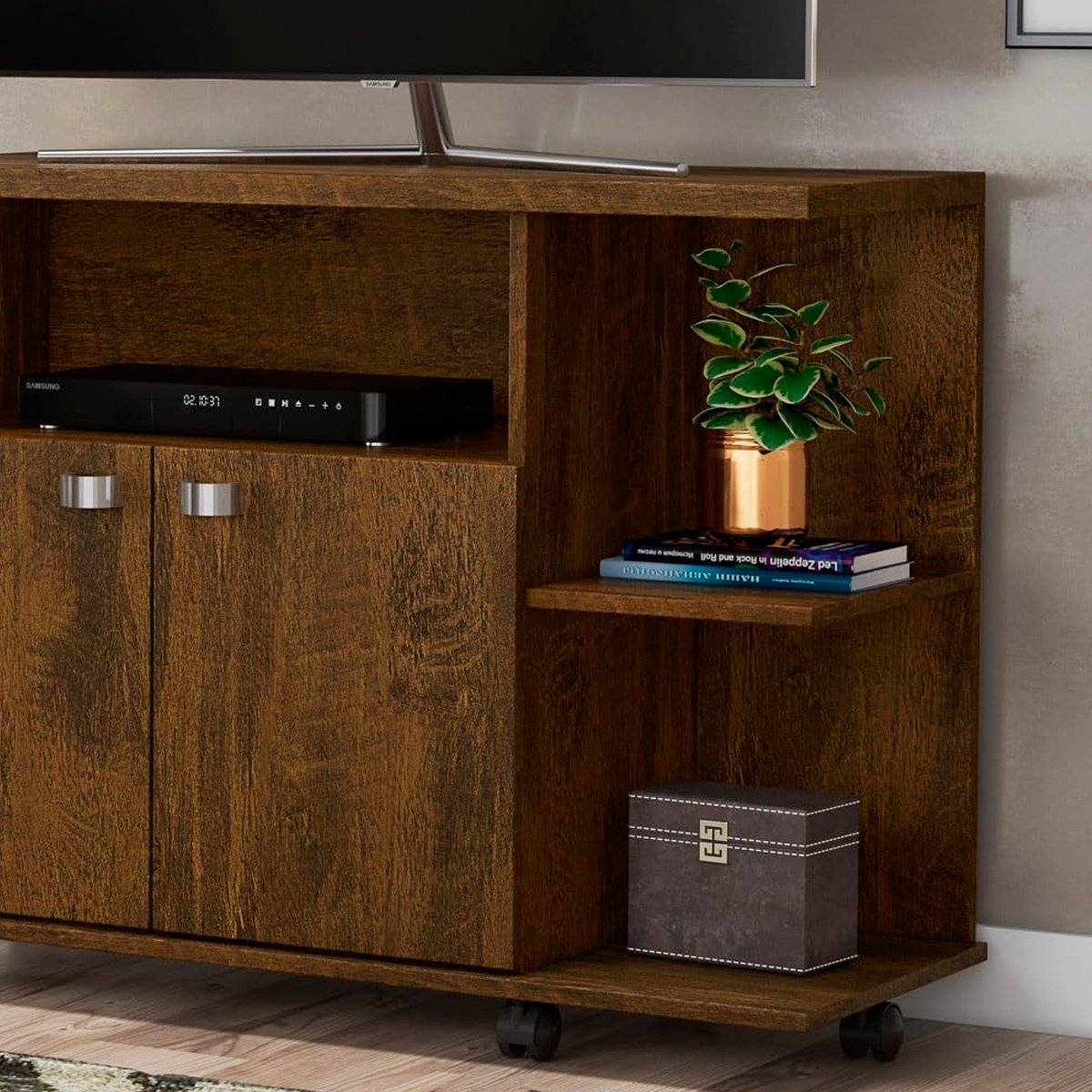 Rack Bancada para Tv de até 40" 2 Portas e Rodízios Boalis  Canela