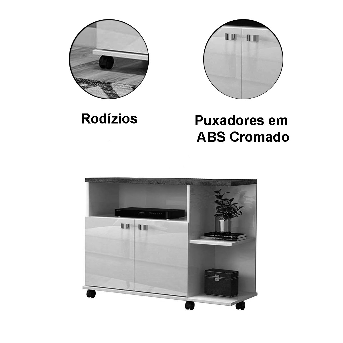 Rack Bancada para Tv de até 40" 2 Portas e Rodízios Boalis  Canela