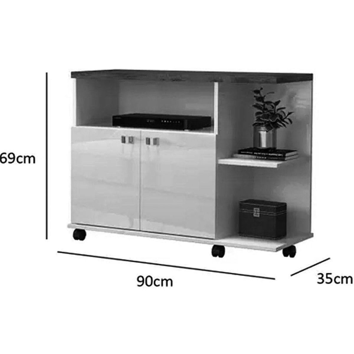 Rack Bancada para Tv de até 40" 2 Portas e Rodízios Boalis  Canela