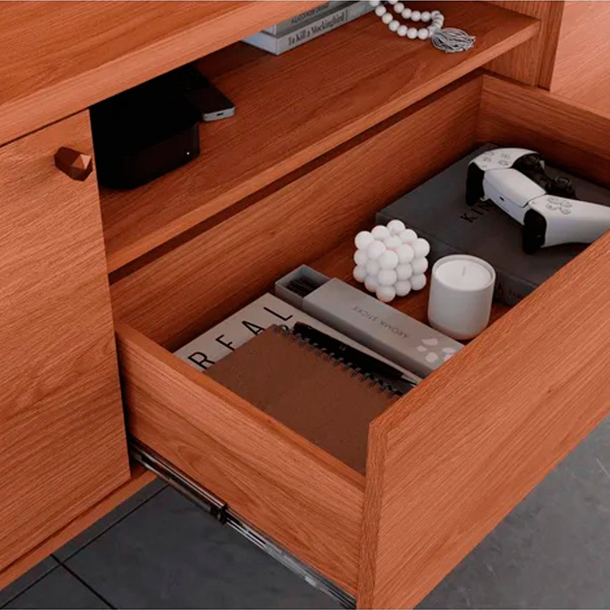 Rack Bancada para Tv de até 60" 1 Porta 2 Gavetas Rivire 1.3 Jequitiba