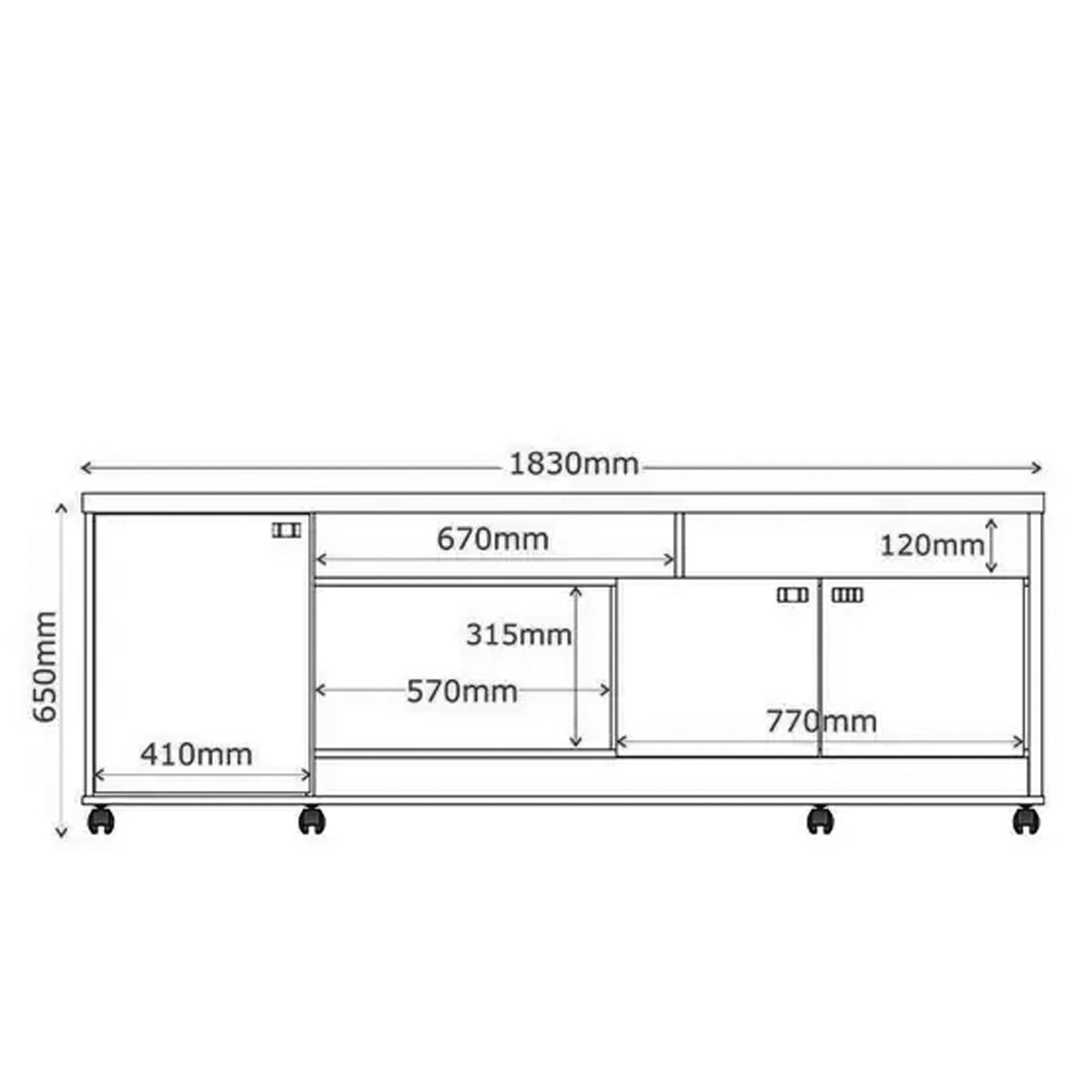 Rack Bancada para Tv de até 70" 3 Portas Dalva Jequitiba/Off White